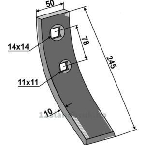 Kultivator Spiss Skjær - 245x50x10mm - Rabe