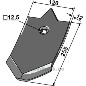 Kultivator Spiss Skjær - 255x120x12mm - Unia