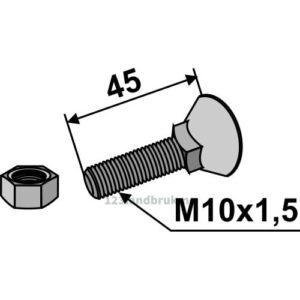 Plogbolt med Mutter - 10.9 - M10x1,5x45mm - Bednar