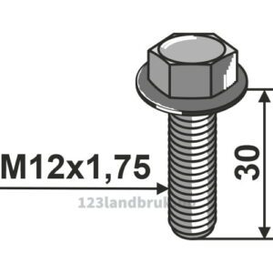 Bolt med flens - 10.9 - M12x1,75x30mm - Amazone