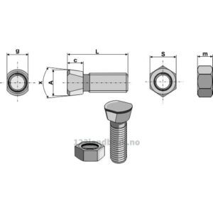 Plogbolt med Mutter - 10.9 - M12x1,75x32mm - Niemeyer