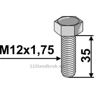 Bolt - 8.8 - M12x1,75x35mm - Galvanisert