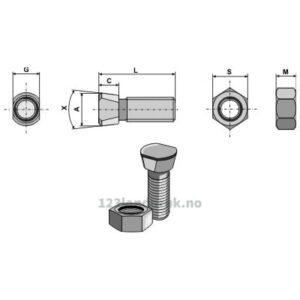 Plogbolt med Mutter - 10.9 - M12x1,75x45mm - Vogel u. Noot