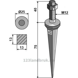 Harvetand av boronstål - 75mm