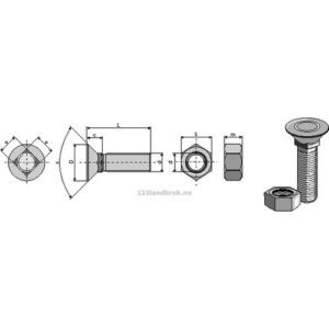 Plogbolt med Mutter - 12.9 - M12x1,75x85mm - Dal-Bo, Farmet, Simba