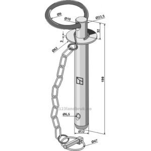 Trekkbolt med kjetting og orepinne - Ø32x190mm