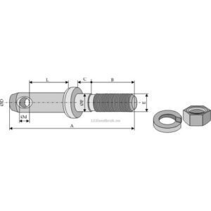 Redskabsbolt med gjenger - Ø28x147mm - Kategori: 2