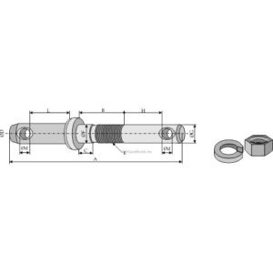 Redskabsbolt med gjenger - Ø22-Ø28x195mm Kategori 1-2