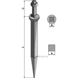 Harvetand av boronstål - 170mm