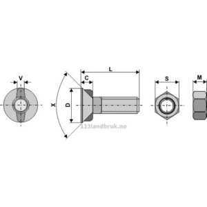Plogbolt med Mutter - 8.8 - M14x2x30mm