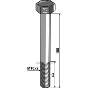 Skjær bolt - 12.9 - M16x2x100mm