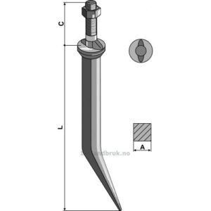 Harvetand av boronstål - 170mm