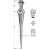 Harvetand "Star" Herdet - rett - 180mm