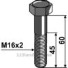 Bolt - 8.8 - M16x2x60mm - Lemken, Rabe