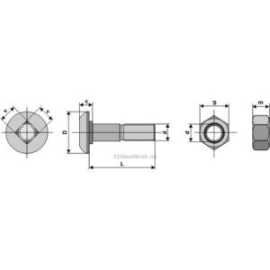 Plogbolt med Mutter - 8.8 - M16x1,5x60mm