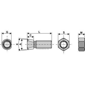 Plogbolt med Mutter - 12.9 - M16x2x75mm - Kverneland