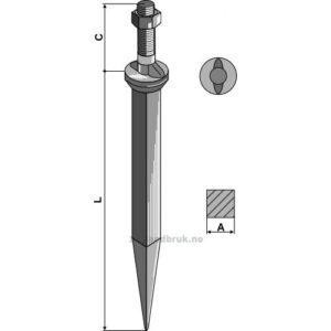 Harvetand av boronstål Herdet - 185mm