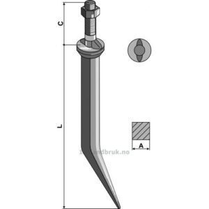 Harvetand av boronstål Herdet - 185mm
