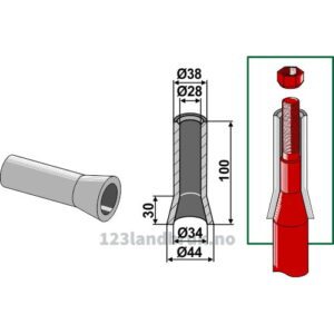 Sveiseforing til Tind - Ø38x100mm