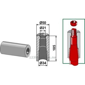 Sveiseforing til Tind med lås - Ø50x105mm