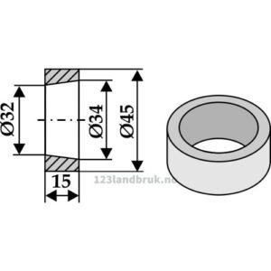 Sveiseforing til Tind - Ø45x15mm
