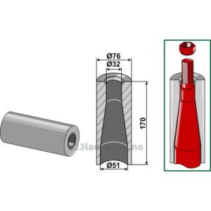 Sveiseforing til Tind - Ø76x170mm