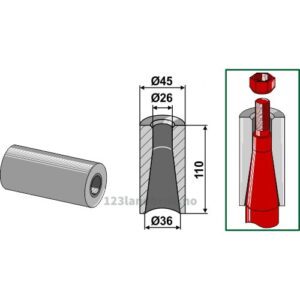 Sveiseforing til Tind - Ø45x110mm