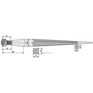 Frontlastertind - Ekstra sterk - 980mm - Alö, Baas-Trima, Parmiter, Weidemann