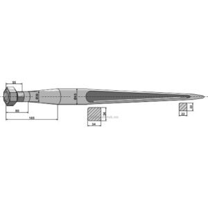 Frontlastertind - Ekstra sterk - 1000mm - Bressel & Lade