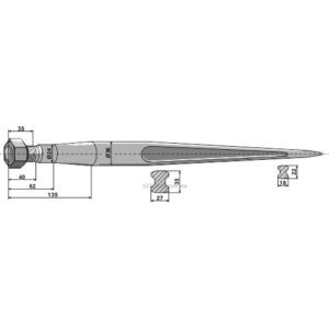 Frontlastertind - 1000xØ36mm - Baas-Trima