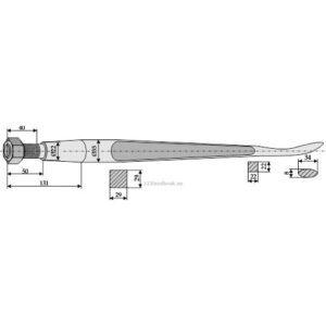 Frontlastertind  (skjeformet)  - 1100xØ35mm - Kverneland