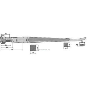 Frontlastertind  (skjeformet)  - 1100xØ45mm - Kverneland