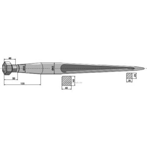 Frontlastertind - 1250xØ45mm - Kverneland