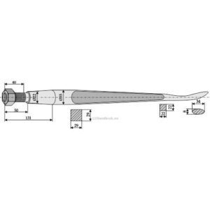 Frontlastertind  (skjeformet)  - 1400xØ35mm - Desvoys, Kverneland