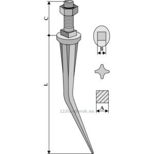 Harvetand av boronstål - 190mm
