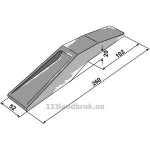 Gravetand for sveising - 260x52mm - Boron stål