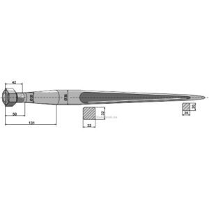 Frontlastertind - 810xØ36mm - Alö, Baas-Trima, Kongskilde, Kverneland, Zenz-Chief