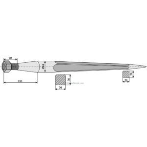 Frontlastertind - 840xØ44mm - Strautmann