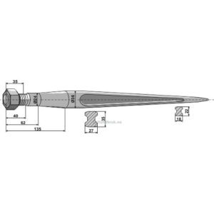 Frontlastertind - 900xØ36mm - Baas-Trima