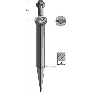 Harvetand av boronstål Herdet - 200mm