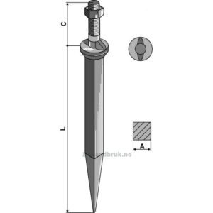 Harvetand av boronstål Herdet - 200mm