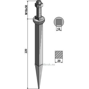 Harvetand av boronstål - 220mm