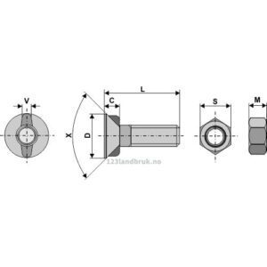 Plogbolt med Mutter - 10.9 - M20x2,5x75mm