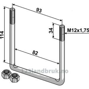 U-bolt med Mutter - 8.8 - M12x1,75x114mm
