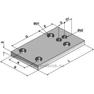 Monteringsplate - 185x100x12mm