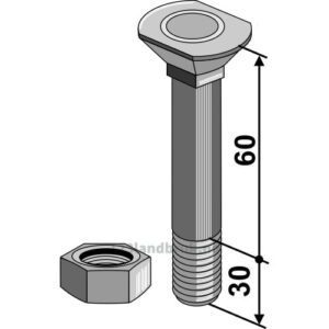 Donax-bolt med mutter - 8.8 - M12x1,75x90mm