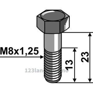 Bolt - 8.8 - M8x1,25x23mm - John Deere, Kemper