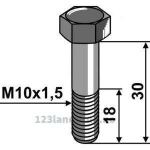 Bolt - 8.8 - M10x1,5x30mm - John Deere, Kemper