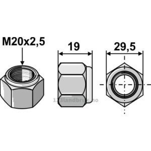 Låsemutter - 8.8 - M20x2,5mm - Lemken