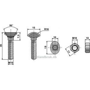 Bolt til Kultivator - 8.8 - M10x35mm - Rabe